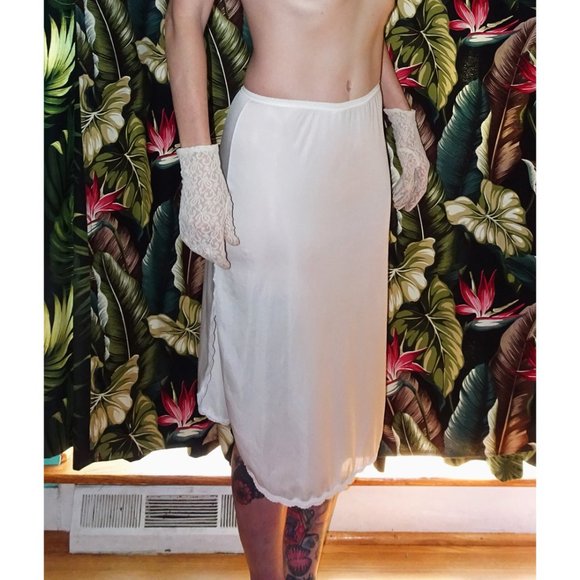Vintage White Shadowline Half Slip S pinup retro undergarment lace slip skirt - Picture 2 of 10